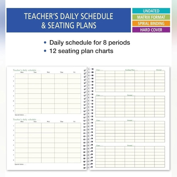 HARDCOVER 8 Period Teacher Lesson  Plan; Days Vertically Down the Side (W208) - Picture 5 of 9